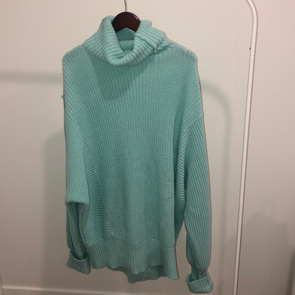Free People Mint Green Turtleneck Sweater